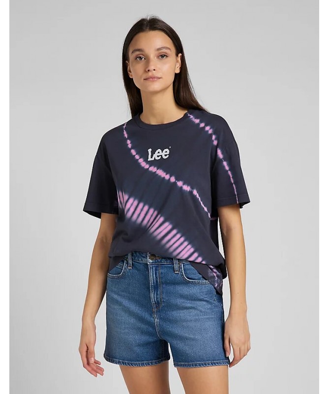 T-shirt col rond Lee couleur violet foncé et des notes rose vif. L43PEHUN FIESTA CONCEPT STORE
