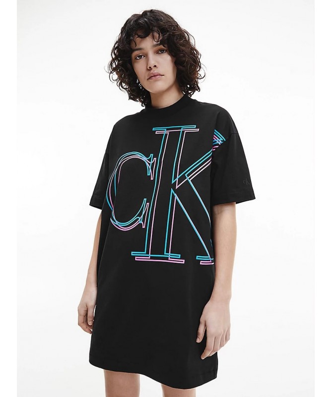 Robe t-shirt relaxed avec monogramme Calvin Klein pour femme. J20J219073 FIESTA CONCEPT STORE