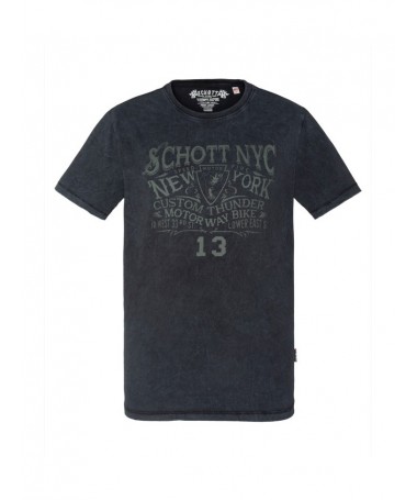 Tee-shirt SCHOTT manches courtes en jersey et teint avec motor print